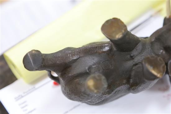 A Japanese bronze elephant, Meiji period, seal mark